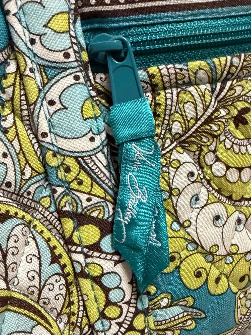 Vera Bradley Turquoise Floral Paisley Quilted Laptop Tote